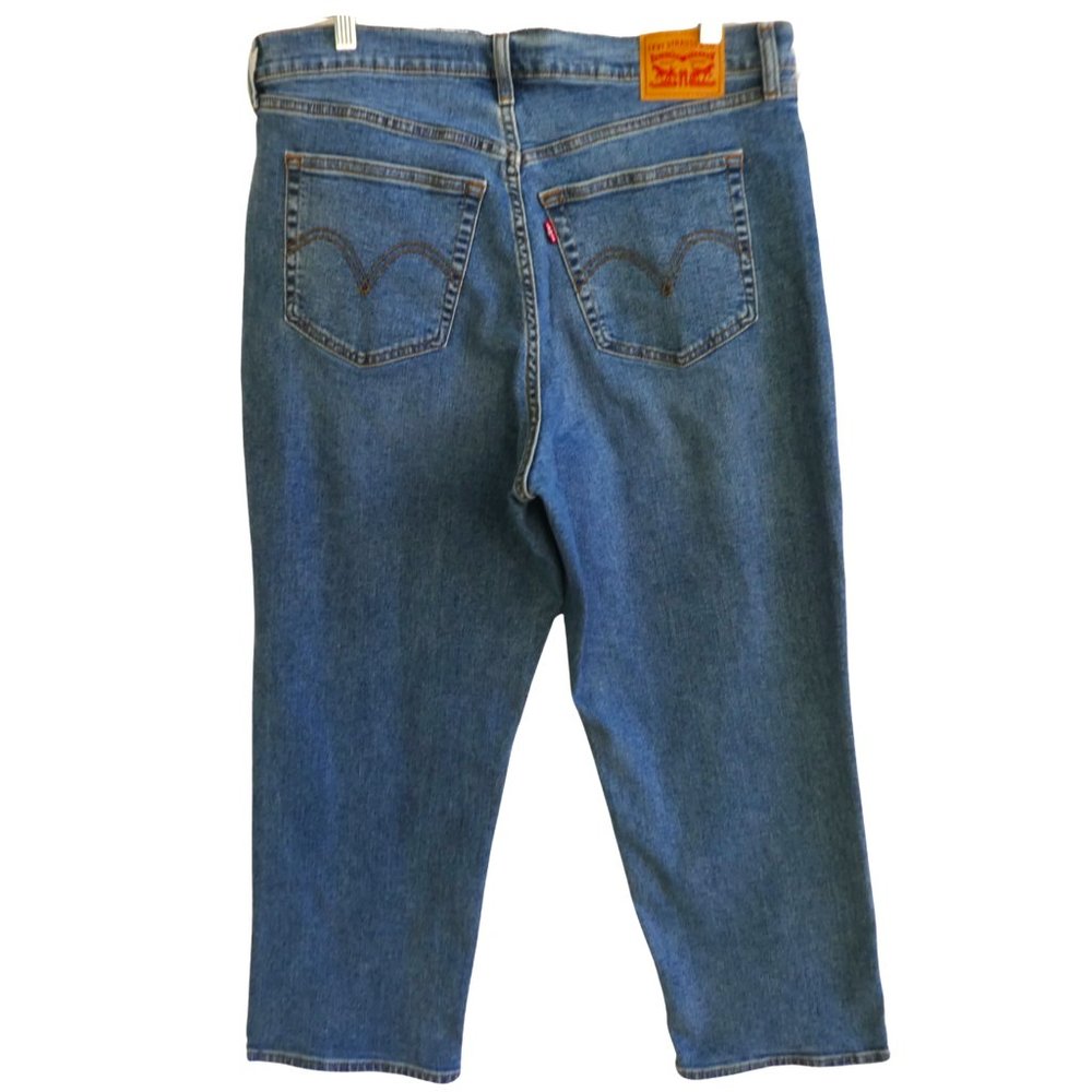 36x26 Levi's Wedgie Straight Jeans Button Fly Medium Wash High Waist 16W Short